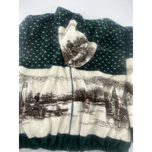 Vintage 1990s St Johns Bay Fleece Zip Up Medium Zip Cozycore Gorpcore Hooded Y2K - Picture 9 of 16